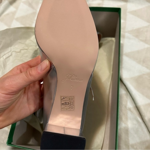 J crew silver mirror Millie T-strap heels in metallic leather - Picture 6 of 7